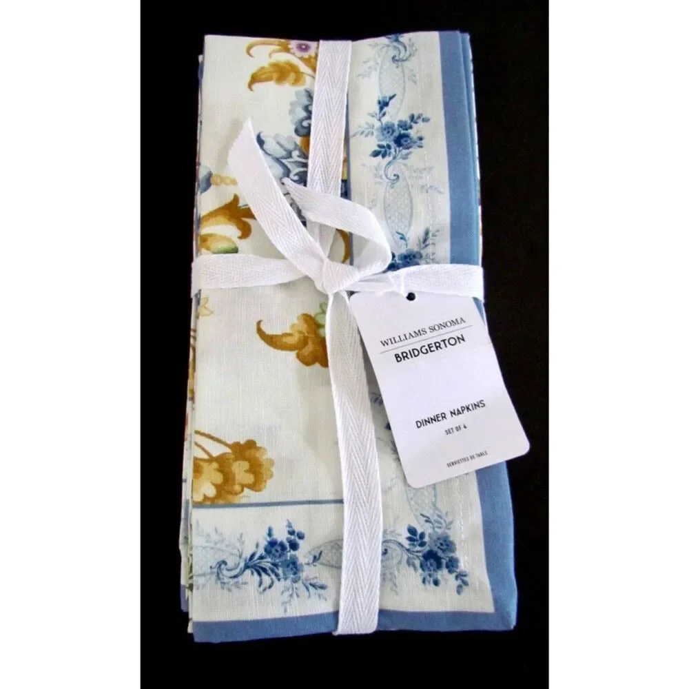 Williams Sonoma Bridgerton Napkins Set of 4 100% Cotton NWT